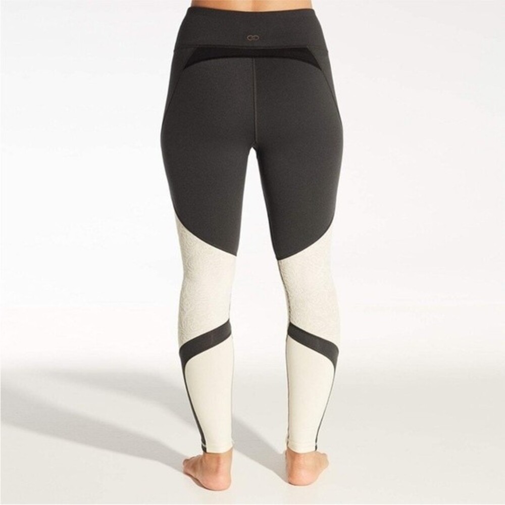 CALIA Limited Edition Onyx Heather Gray Ivory Lace Colorblock Leggings Size XS